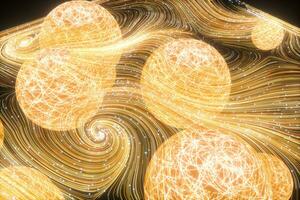 Flowing curves with colorful background, 3d rendering. photo
