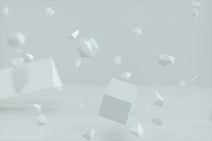 Broken geometry with white background, 3d rendering. photo