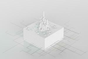 Cubes and lines with white background, 3d rendering. photo