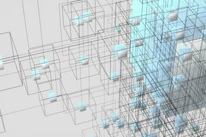 tecnología antecedentes hacer arriba con cubitos y líneas, 3d representación. foto