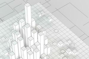 Cubes and lines with white background, 3d rendering. photo