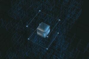 Technology background make up with cubes and lines, 3d rendering. photo