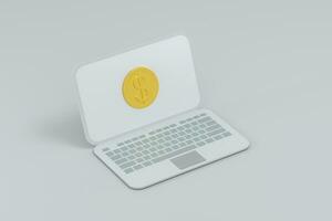 Laptop with white background, technological concept, 3d rendering. photo