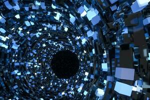 Tunnel made of blocks, technology background, 3d rendering. photo