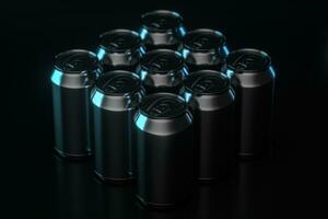 Cans with dark background, recyclable cans, 3d rendering. photo