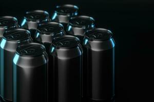 Cans with dark background, recyclable cans, 3d rendering. photo