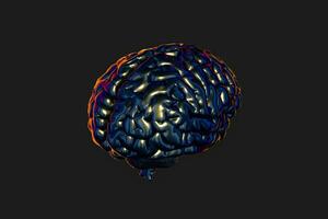 cerebro y oscuro fondo, 3d representación. foto