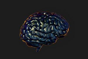 Brain and dark background, 3d rendering. photo