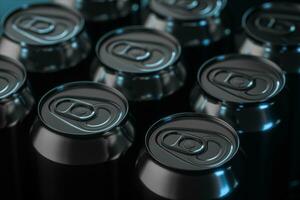 Cans with dark background, recyclable cans, 3d rendering. photo