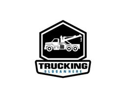 Towing truck service logo vector for transportation company. Heavy equipment template vector illustration for your brand.