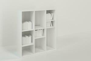 Bookshelf with books inside in the empty new house, 3d rendering. photo