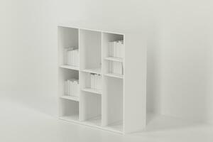 Bookshelf with books inside in the empty new house, 3d rendering. photo