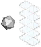 Icosahedron Box Die Cut Cube Template Blueprint Layout vector