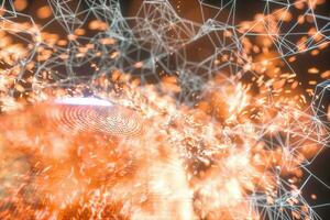 Glowing lines and creative geometries, 3d rendering. photo