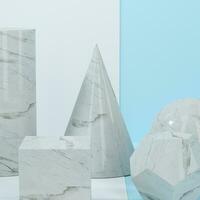 Still life presentation of geometric objects, 3d rendering. photo