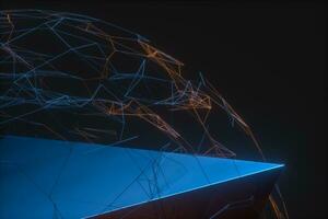 Glowing lines and creative geometries, 3d rendering. photo