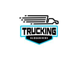 Trucking company logo. Bold badge emblem logo concept. Ready made logo template set vector isolated