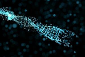 DNA particles and diffused glowing lines, 3d rendering. photo