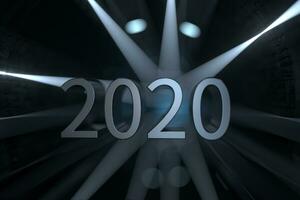 2020 new year with industrial tunnel background, 3d rendering. photo