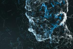 Human head made up of technological lines with the concept of Artificial Intelligence, 3D rendering. photo