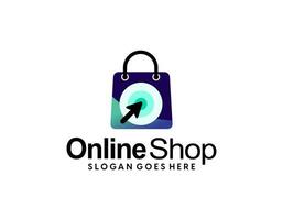 Online Shop Logo designs Template. Illustration vector graphic of pointer arrow and shop bag combination logo design concept.