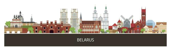 Background with Belarus country buildings and place for text. horizontal orientation banner, flyer, header for site. vector