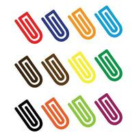 Vector paper clip icons set attached colorful paper clip.