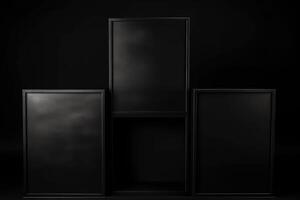 Black frames in a dark, black room photo