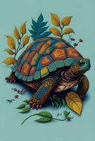 A detailed illustration of a Tortoise for a t-shirt design, wallpaper, and fashion photo