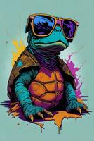 un detallado ilustración de un tortuga para un camiseta diseño, fondo de pantalla, y Moda foto