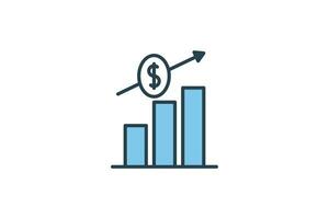 Financial Chart Icon. Icon related to Credit and Loan. suitable for web site design, app, user interfaces, printable etc. Line icon style. Simple vector design editable