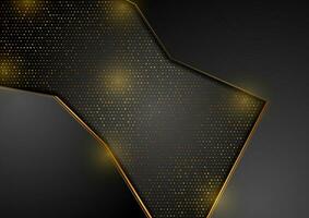 Black and golden abstract tech geometric background vector