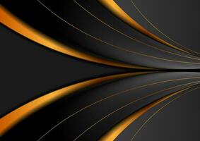 Black and bronze abstract glossy waves corporate background vector