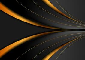 Black and bronze abstract glossy waves corporate background vector