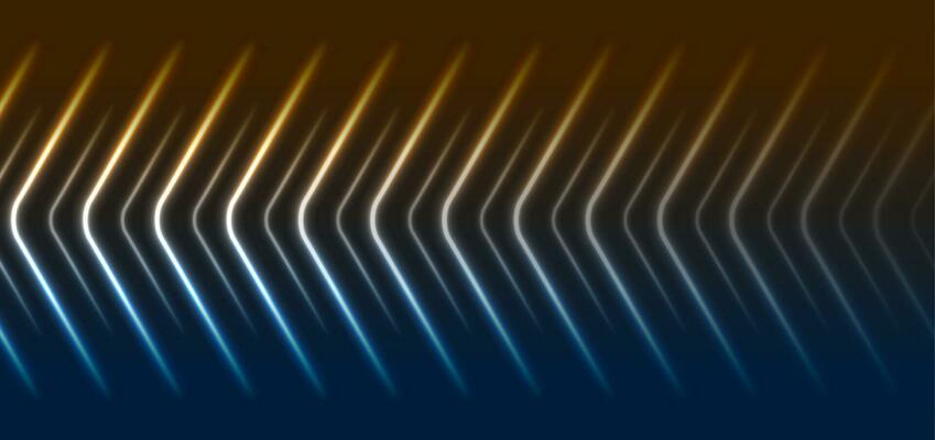 Blue orange abstract neon arrows tech vector background