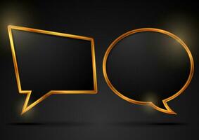 Shiny golden speech bubbles abstract design vector