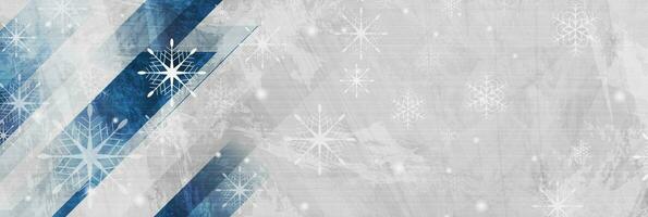 Geometric grunge Christmas background with snowflakes vector