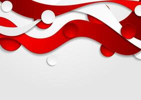 Red and white abstract wavy corporate vector background