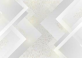 Grey tech geometric background with golden dots vector