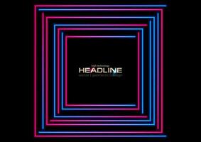 Pink and blue glowing neon tech squares abstract background vector