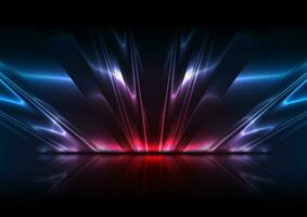 Blue and red neon glossy stripes abstract tech background vector