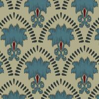 Ikat floral abstract handicraft traditional weaving style. vector