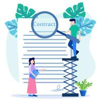 Illustration vector graphic cartoon character of business contract