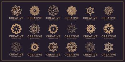 Set of collection luxury floral ornament beauty logo design abstract vector