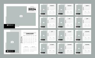 Editable 2024 desk calendar design. Year planner set vector