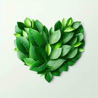 Emerald Serenity, Leaves Creating a Tranquil Heart, Generative AI photo