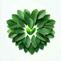 Emerald Love, Leaves Creating a Heart, Generative AI photo