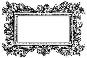 Hand drawn ink sketch of retro photo frame. Vector illustration.