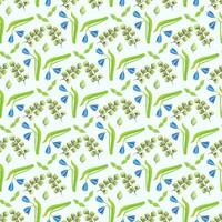 Snowdrop flower leaf Seamless Pattern Design vector