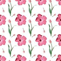 Hibiscus flower and buds Seamless Pattern Design vector